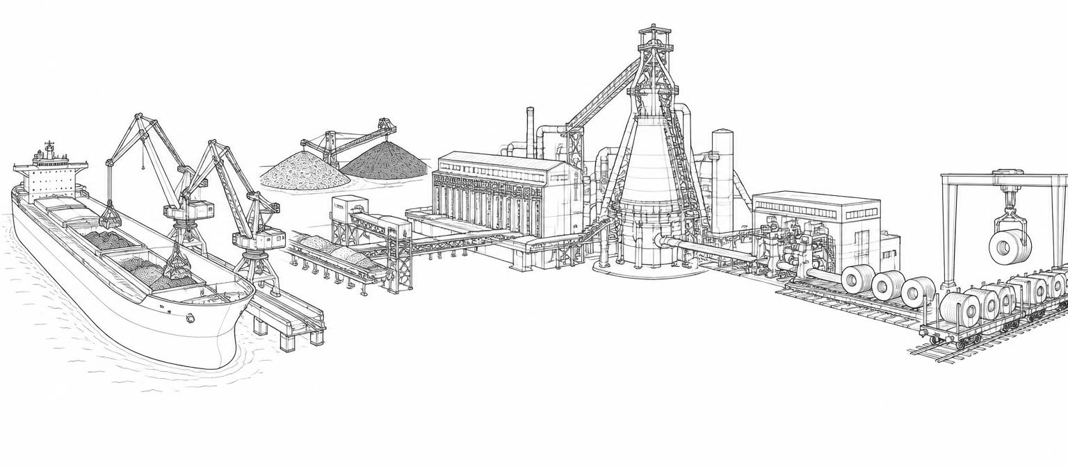 Industrial resources. Connected value. — line drawing