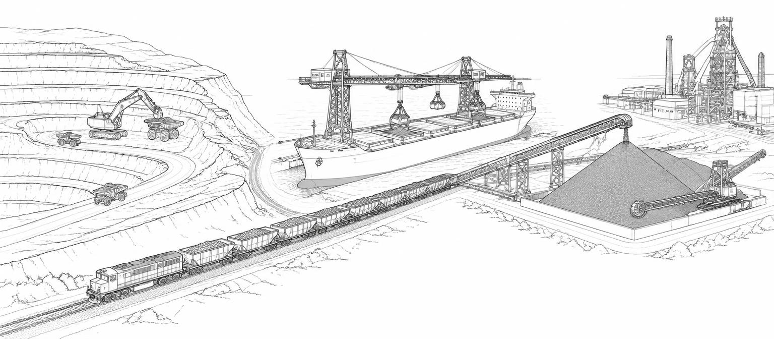 Iron-bearing materials — line drawing