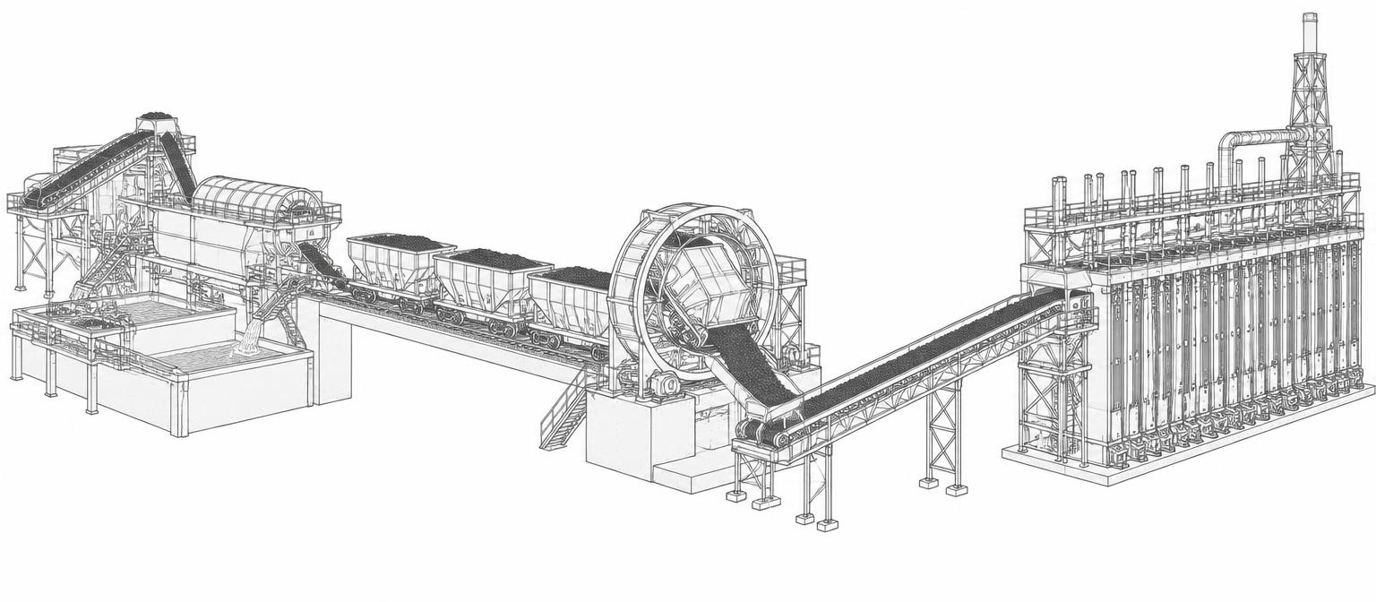 Coking & injection routes — line drawing
