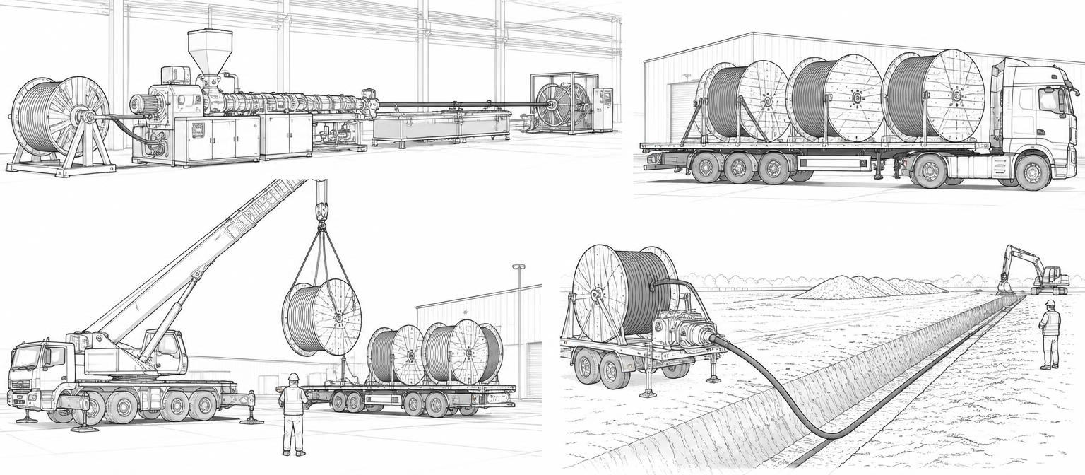 Cable construction & connection — line drawing