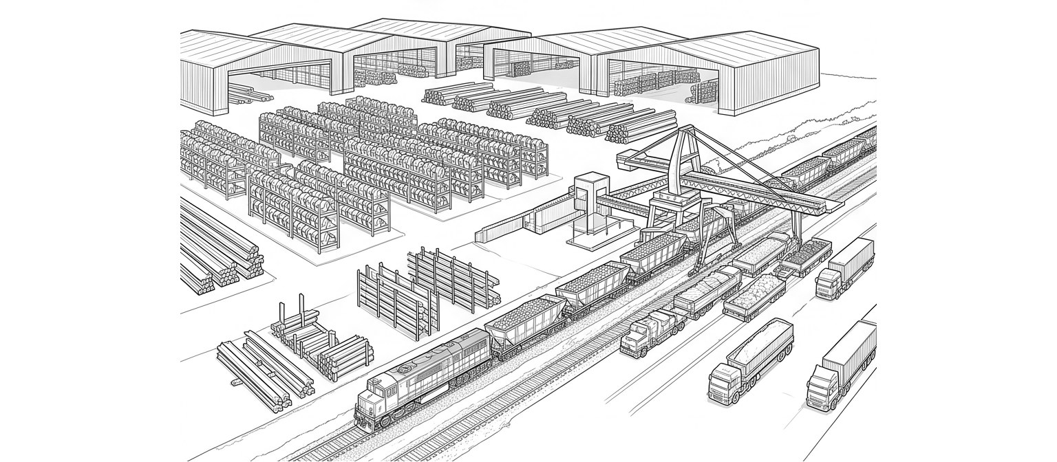 Materials & commercial exchange — line drawing