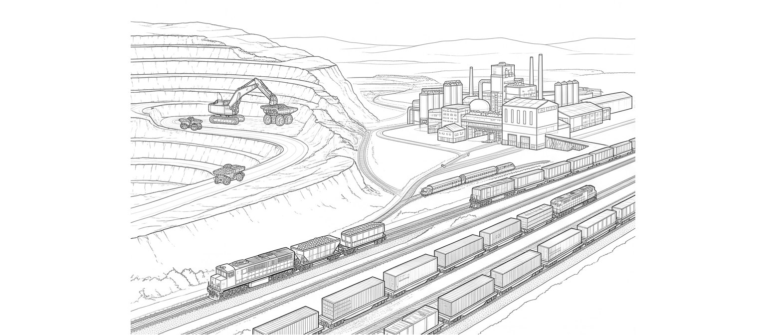 An integrated industrial perspective — line drawing