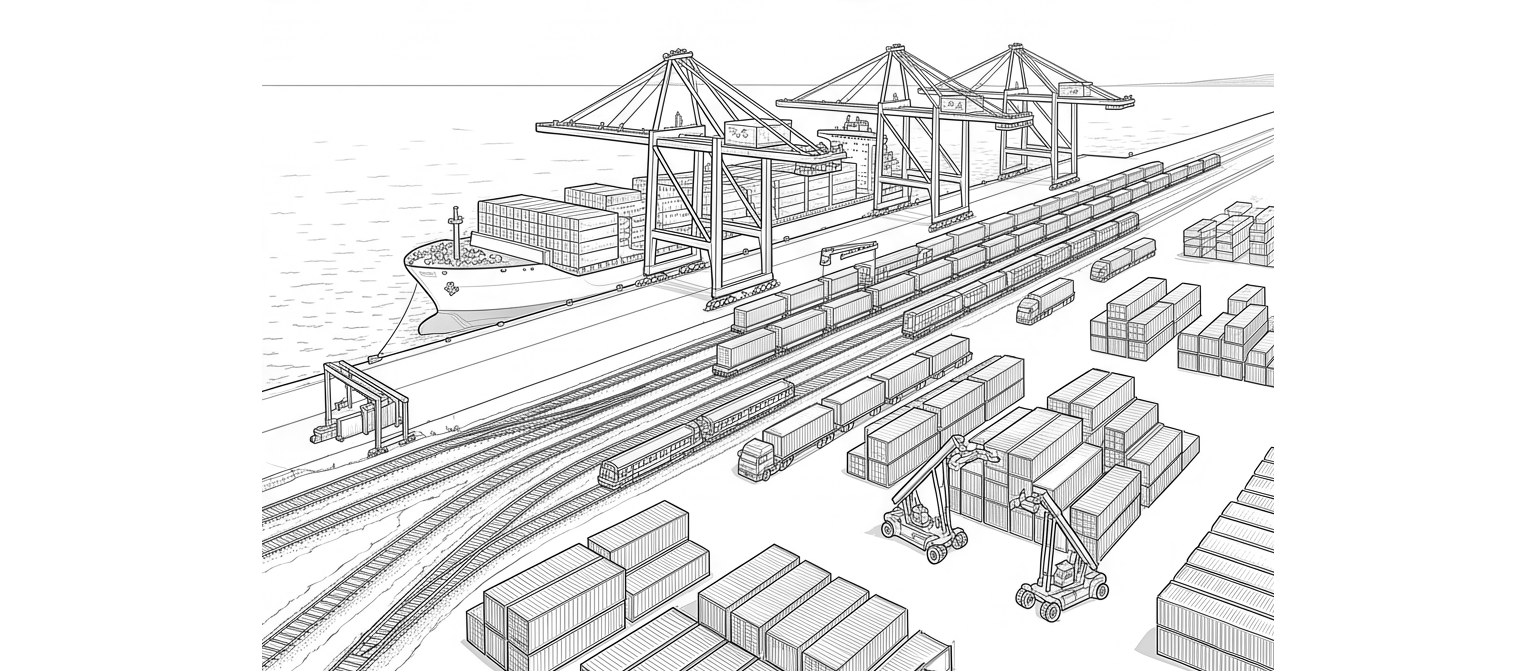 Industrial freight connections — line drawing