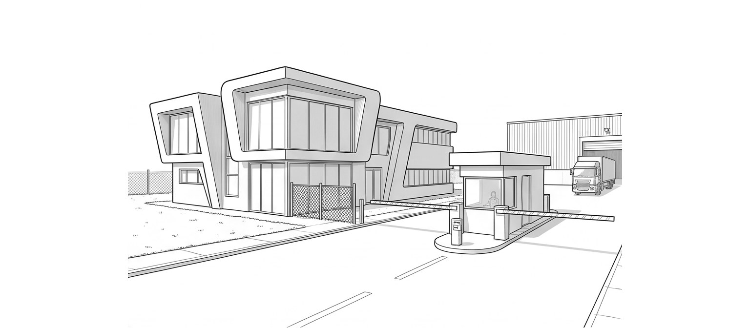 Company contact information — line drawing