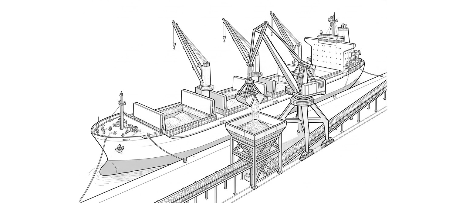 Bulk cargo & maritime interfaces — line drawing